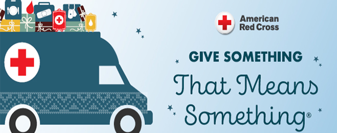 Image of an illustrated version of an American Red Cross mobile truck.