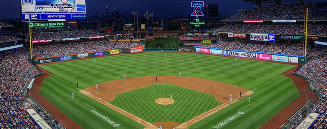 Image of the Phillies at Citizens Bank Park.