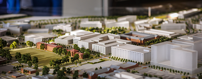 Photo of building model.